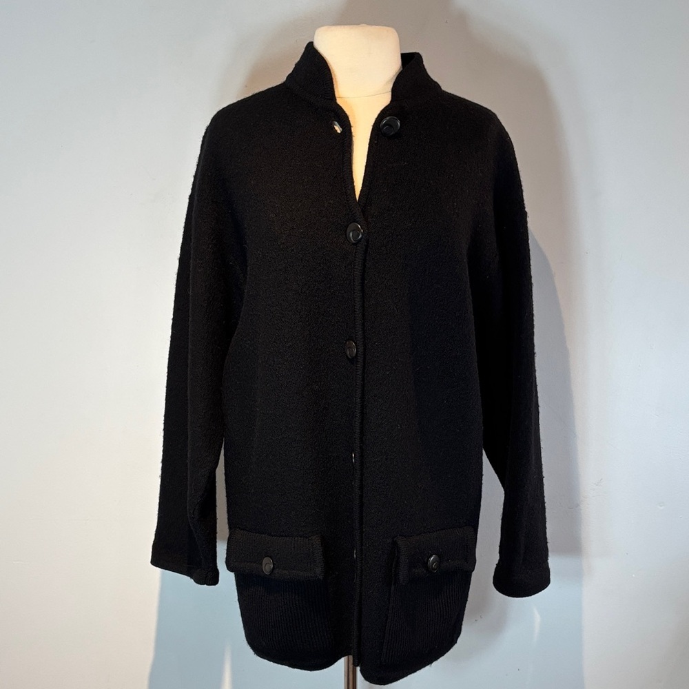 Vintage Russ 100% wool mid length cardigan with front pockets size medium